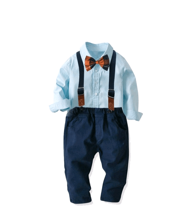 kid's dress shirt and pants suspender bowtie set Lucas