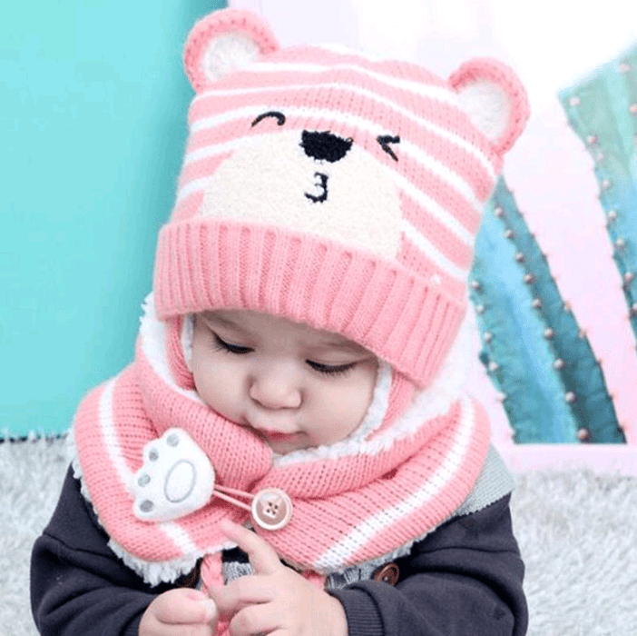 kid's plush bear headwrap and scarve set