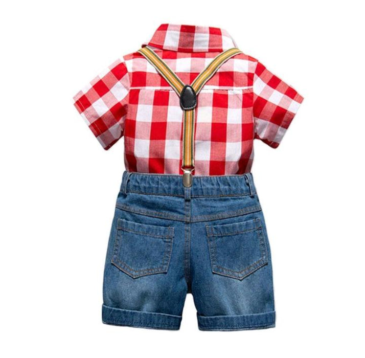 Plaid shirt and denim shorts set Thomas