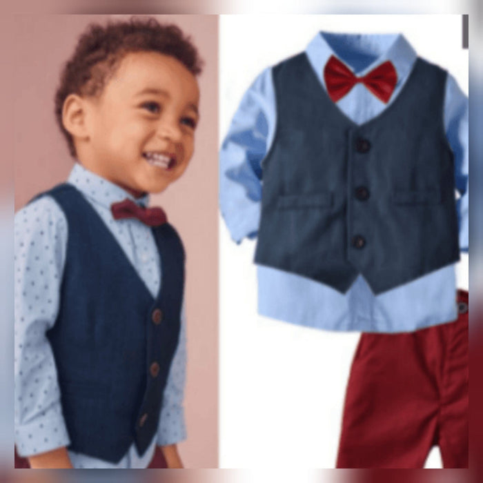 cotton vest and pants set with bowtie Preston