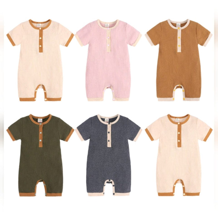 Basics solid color short sleeve baby rompers