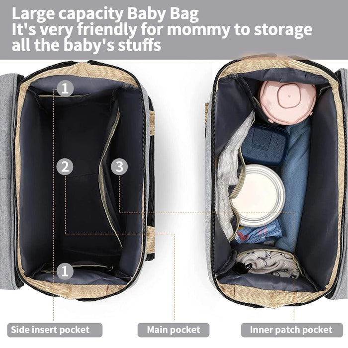 Large capacity diaper bag with bassinet
