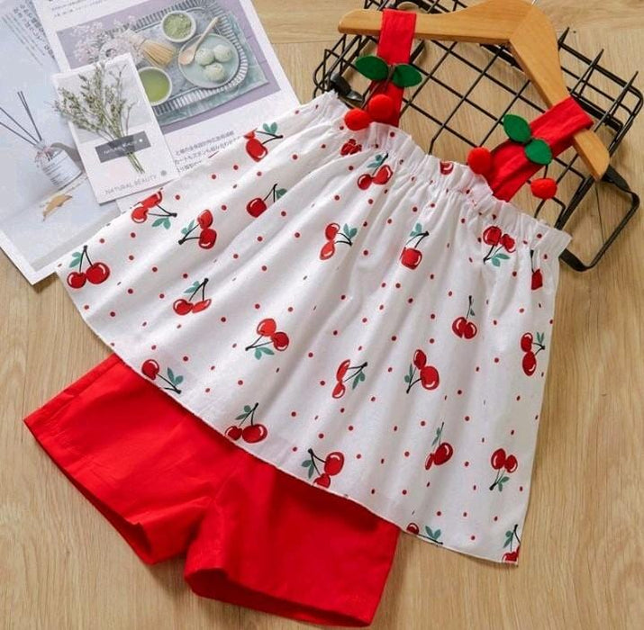 little Girl's cute cherry print top & shorts set Sherri