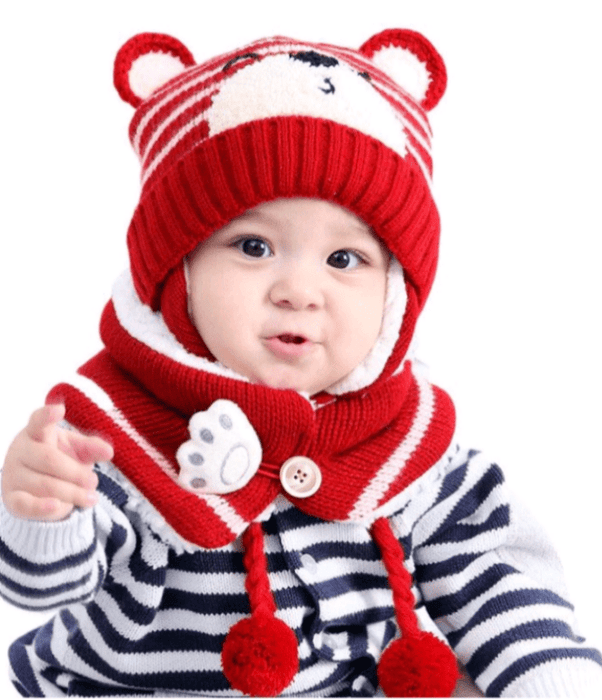 kid's plush bear headwrap and scarve set