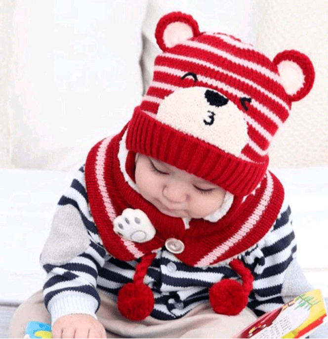 kid's plush bear headwrap and scarve set