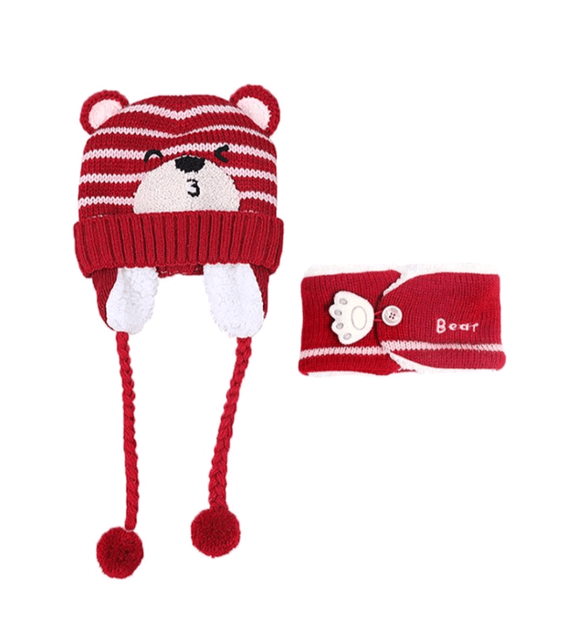 kid's plush bear headwrap and scarve set