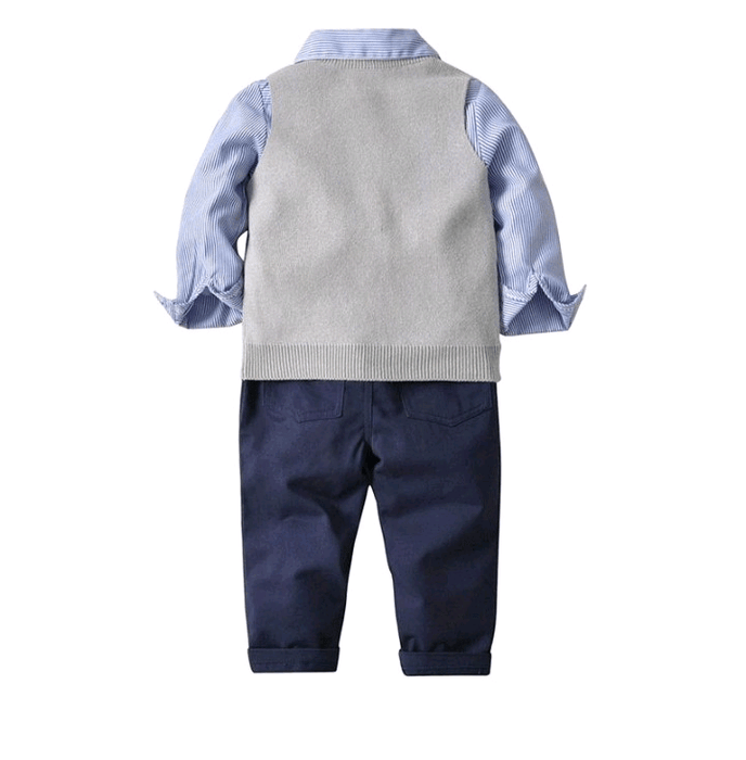 Boys cotton knit vest and pants set w/ bowtie Micah