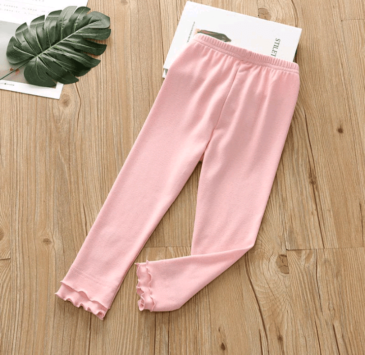 Girls heart embroidered ruffle leggings