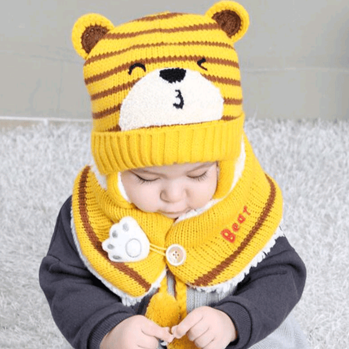 kid's plush bear headwrap and scarve set